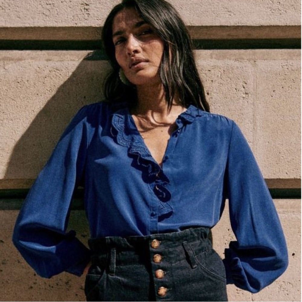 Sézane Chlo Shirt in Bright Blue M